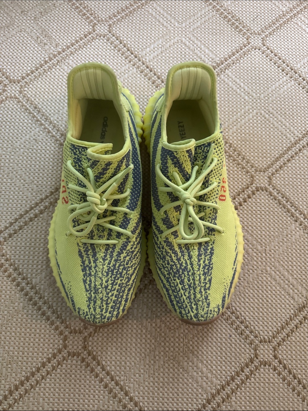 adidas Yeezy 350, size 12 Neon Yellow and Gray Athletic Sneakers GUC